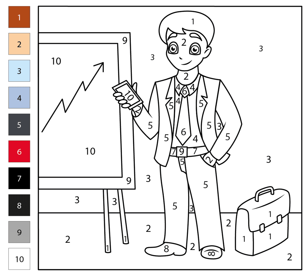 Businessman Color By Number Coloring Page Md Coloring Page — Free Printable — free printable coloring page